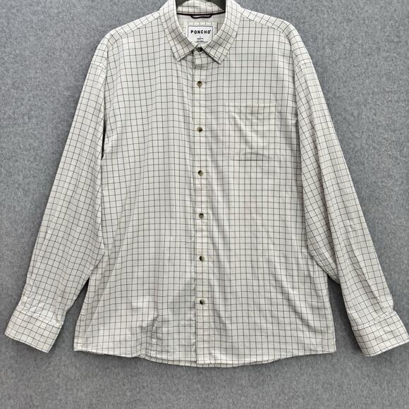 Poncho Other - Poncho Men's The Fairhope Regular Fit Button Up Shirt Sz L Beige Check Fishing